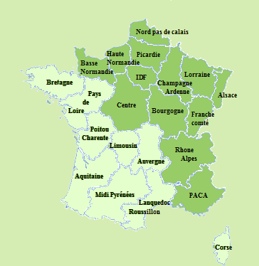 Carte des régions de France